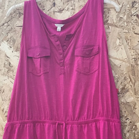 - Sonoma pocket pink berry Henley knee length dress Large shirt dress - Picture 3 of 9